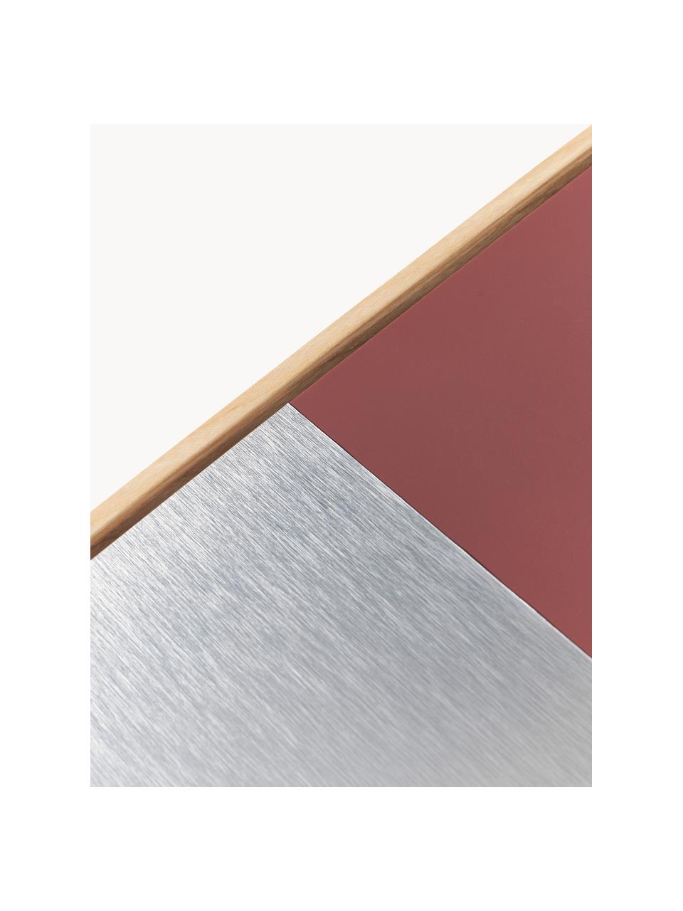 Set di 4 decorazioni da parete Duo, Legno di quercia, pannello di fibra a media densità (MDF), alluminio, Legno di quercia, argentato, rosso ruggine, Larg. 50 x Alt. 50 cm