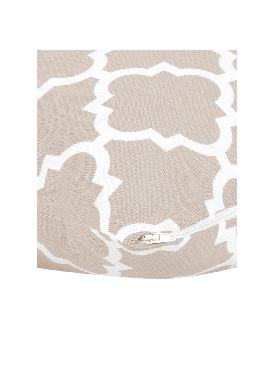 Housse de coussin rectangulaire imprimé graphique Lana, Coton, Beige, blanc, larg. 30 x long. 50 cm