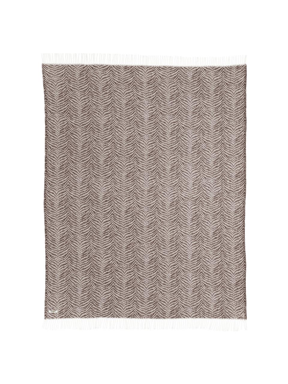 Plaid Greta met tijger patroon, 50% katoen, 50% acryl, Taupe, gebroken wit, 140 x 180 cm