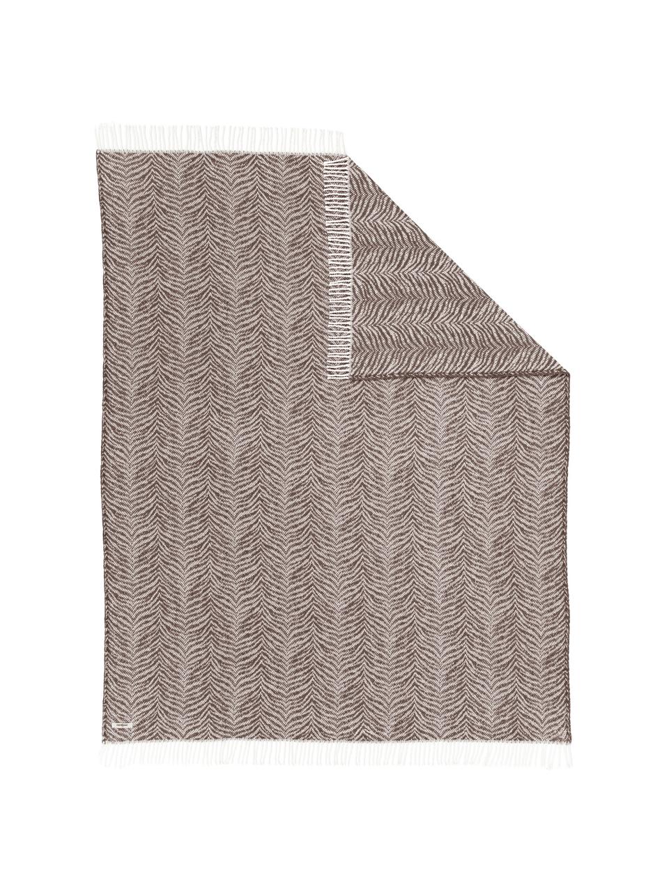 Plaid Greta mit Tiger-Muster, 50% Baumwolle, 50% Acryl, Taupe, Gebrochenes Weiß, 140 x 180 cm
