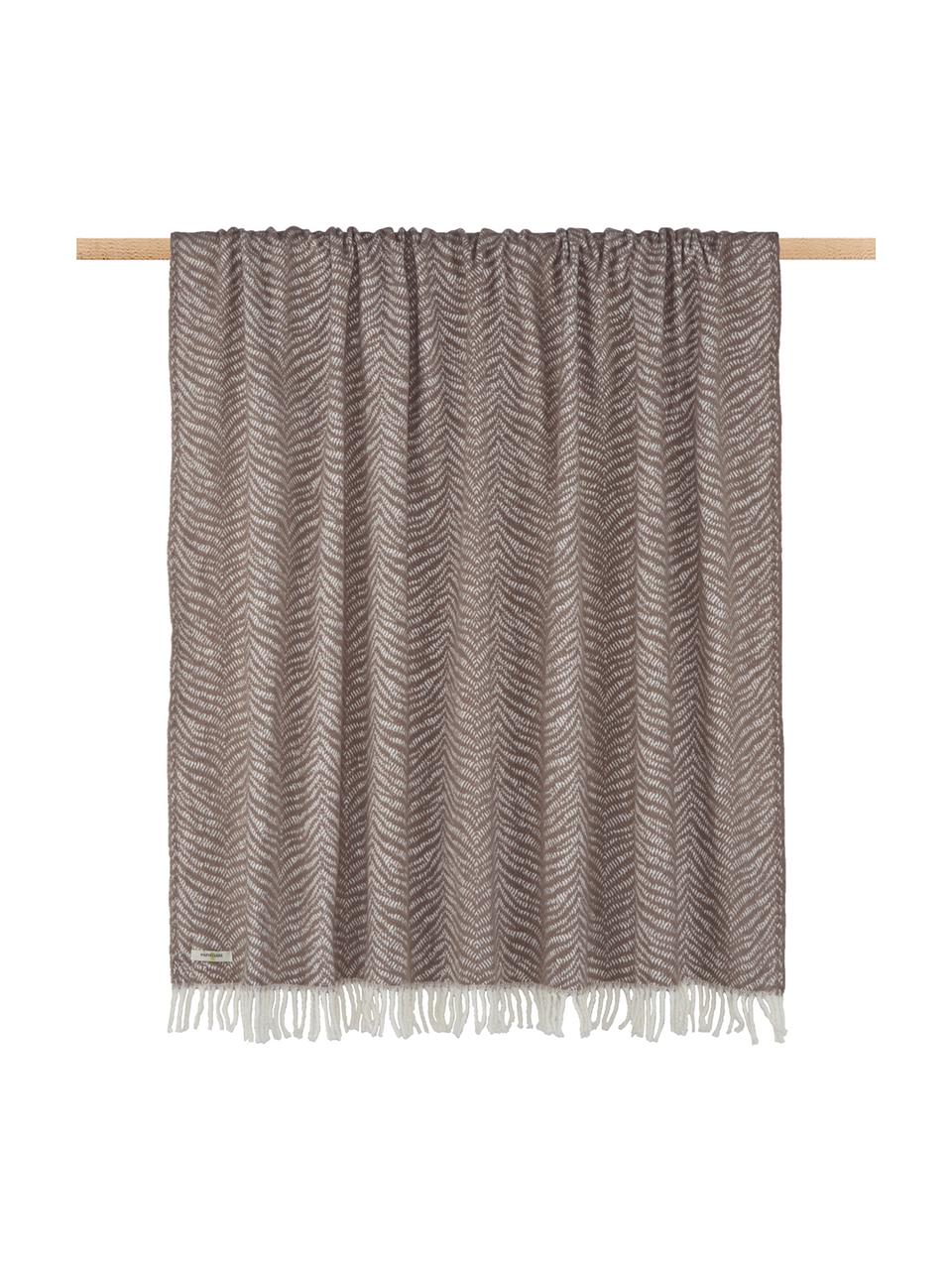 Plaid Greta mit Tiger-Muster, 50% Baumwolle, 50% Acryl, Taupe, Gebrochenes Weiß, 140 x 180 cm