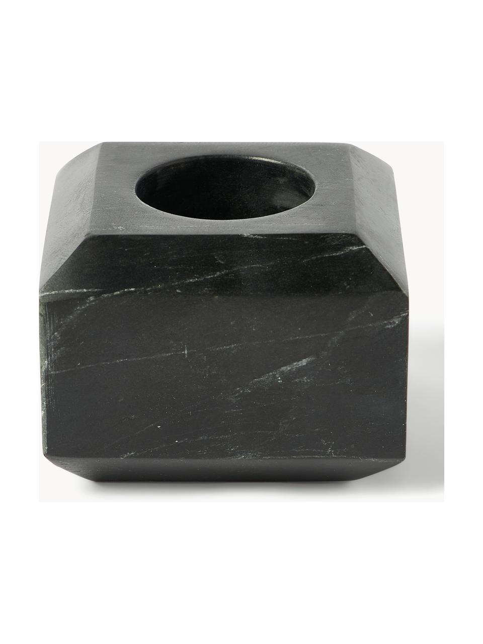 Portavelas de mármol Iseo, 3 uds., Mármol, Mármol verde claro, negro y Off White, Set de diferentes tamaños