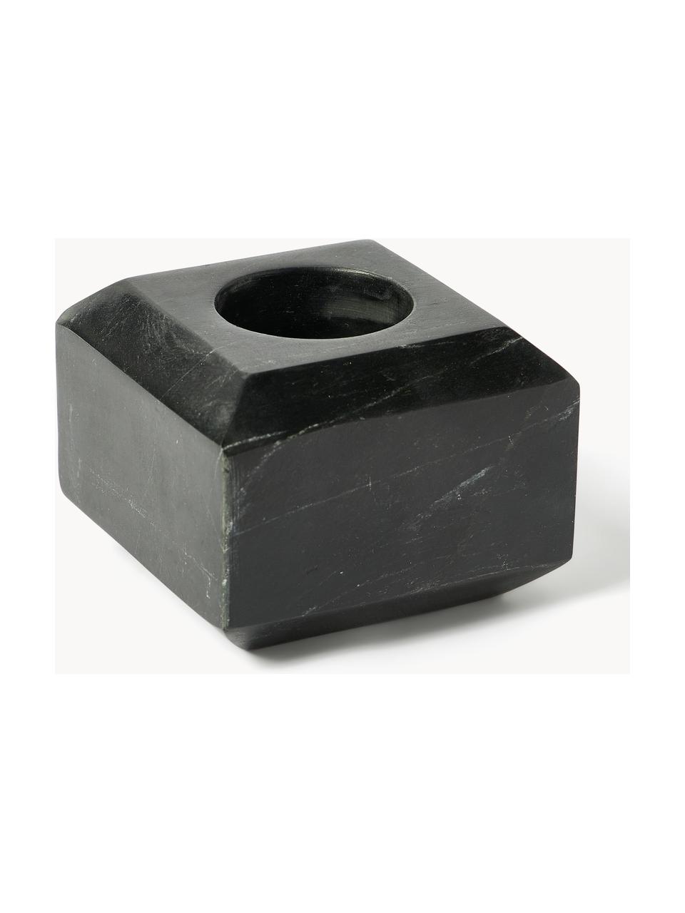 Portavelas de mármol Iseo, 3 uds., Mármol, Mármol verde claro, negro y Off White, Set de diferentes tamaños
