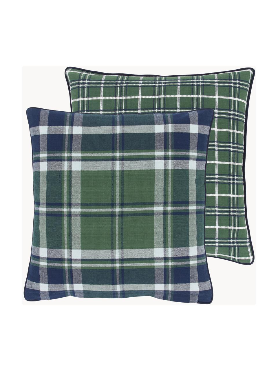 Dwustronna poszewka na poduszkę z lamówką Stirling, 100% bawełna, Zielony, kremowobiały, S 45 x D 45 cm