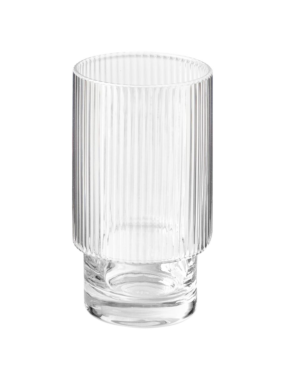 Handgemaakte waterglazen Minna met gegroefd reliëf, 4 stuks, Mondgeblazen glas, Transparant, Ø 8 x H 14 cm