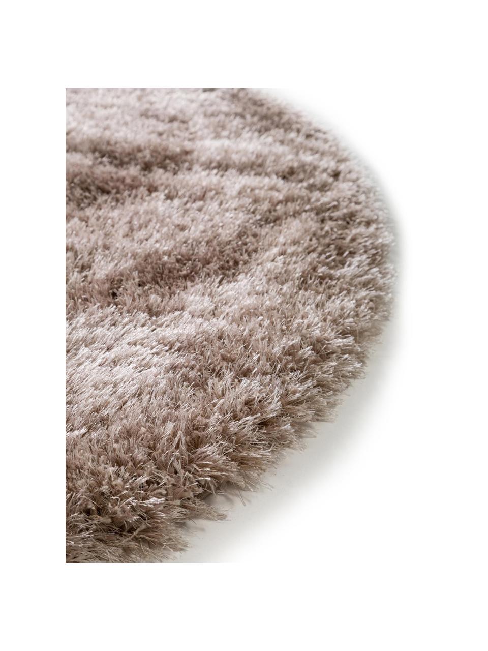 Glänzender Hochflor-Teppich Lea in Beige, rund, Flor: 50% Polyester, 50% Polypr, Beige, Ø 200 cm (Größe L)