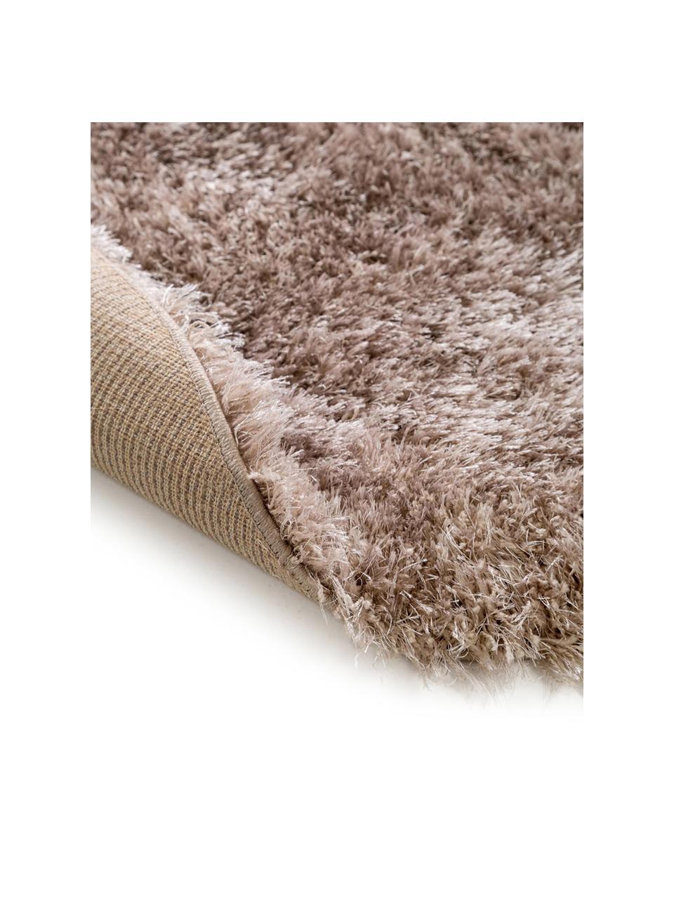 Glänzender Hochflor-Teppich Lea in Beige, rund, Flor: 50% Polyester, 50% Polypr, Beige, Ø 200 cm (Größe L)