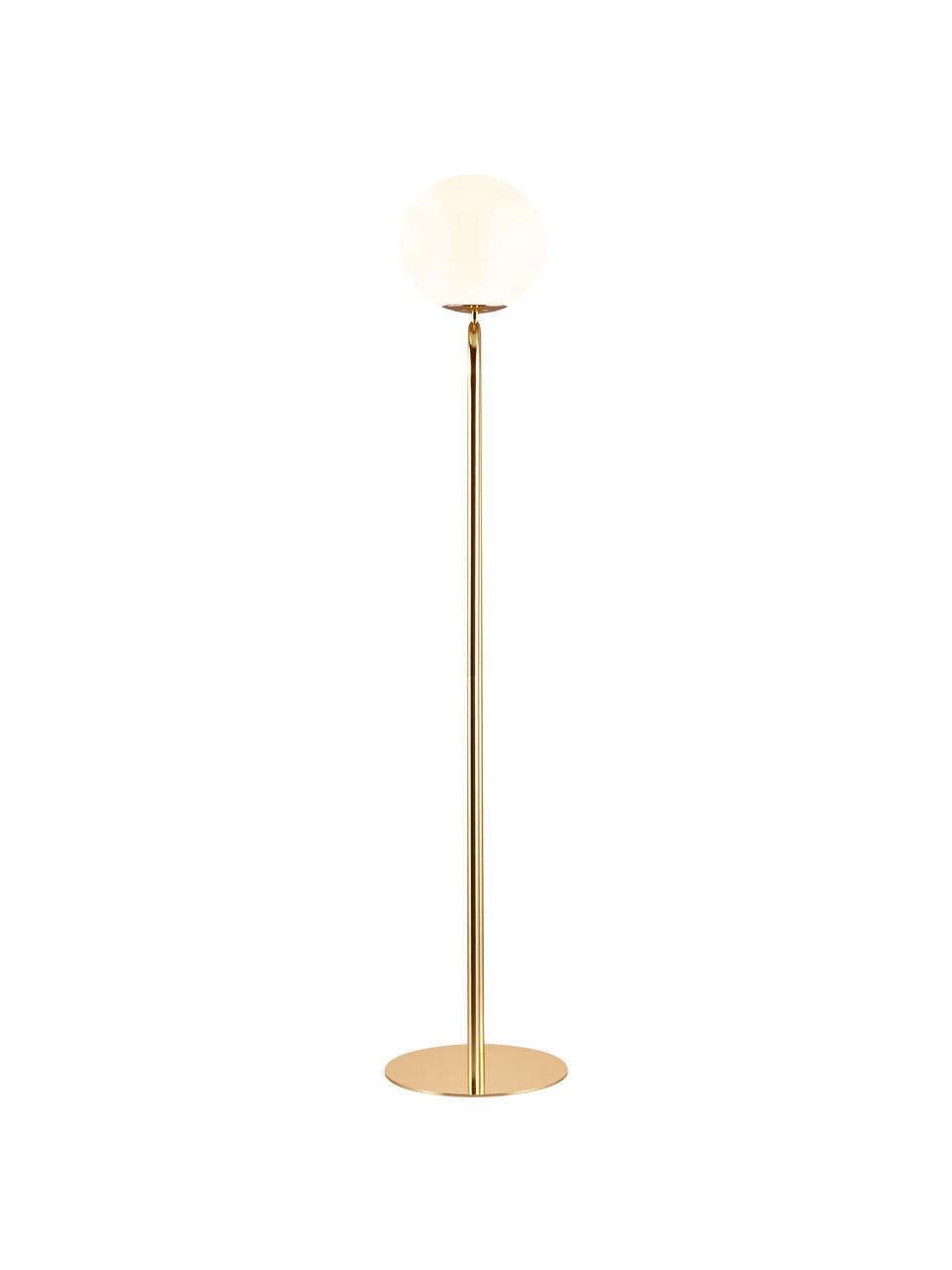 Malá stojacia lampa Shapes, Krémovobiela, mosadzné odtiene, Ø 28 x V 135 cm