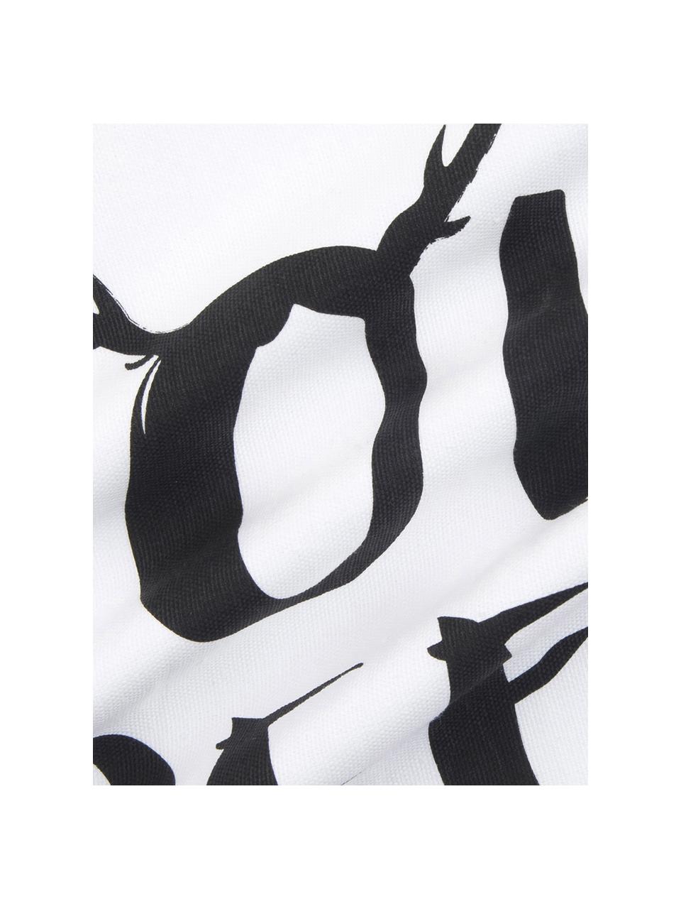 Kissenhülle Oh Deer mit Aufschrift, Baumwolle, Schwarz, Weiß, B 40 x L 40 cm
