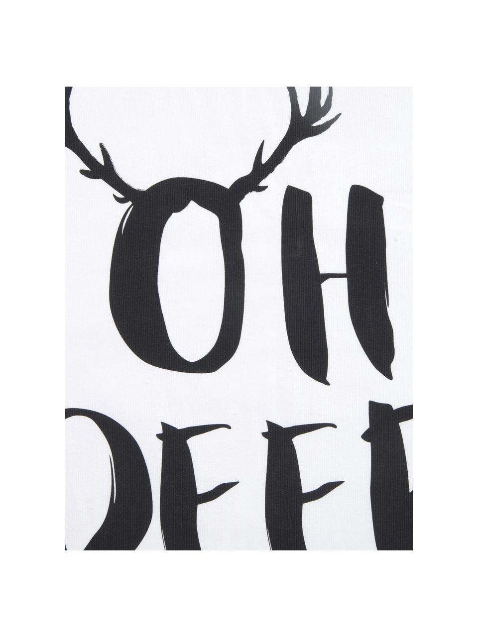 Kissenhülle Oh Deer mit Aufschrift, Baumwolle, Schwarz, Weiß, B 40 x L 40 cm