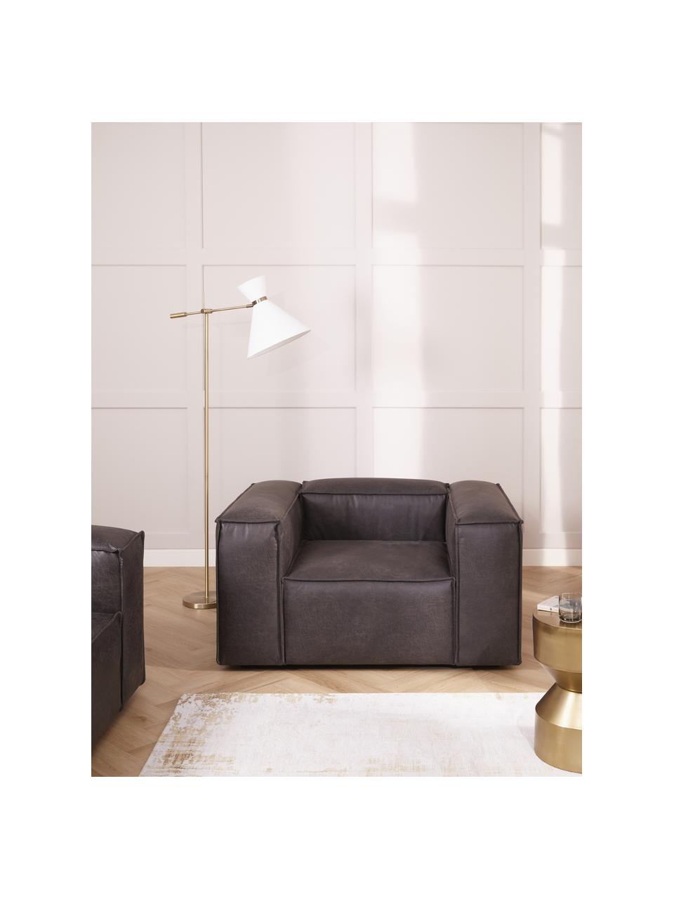 Fauteuil en cuir recyclé Lennon, Cuir taupe, larg. 130 x prof. 101 cm