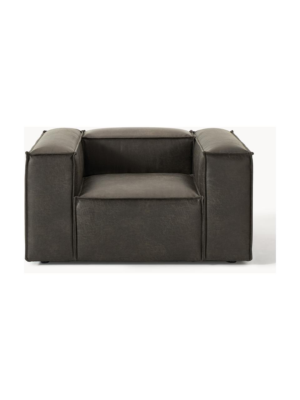 Fauteuil en cuir recyclé Lennon, Cuir taupe, larg. 130 x prof. 101 cm