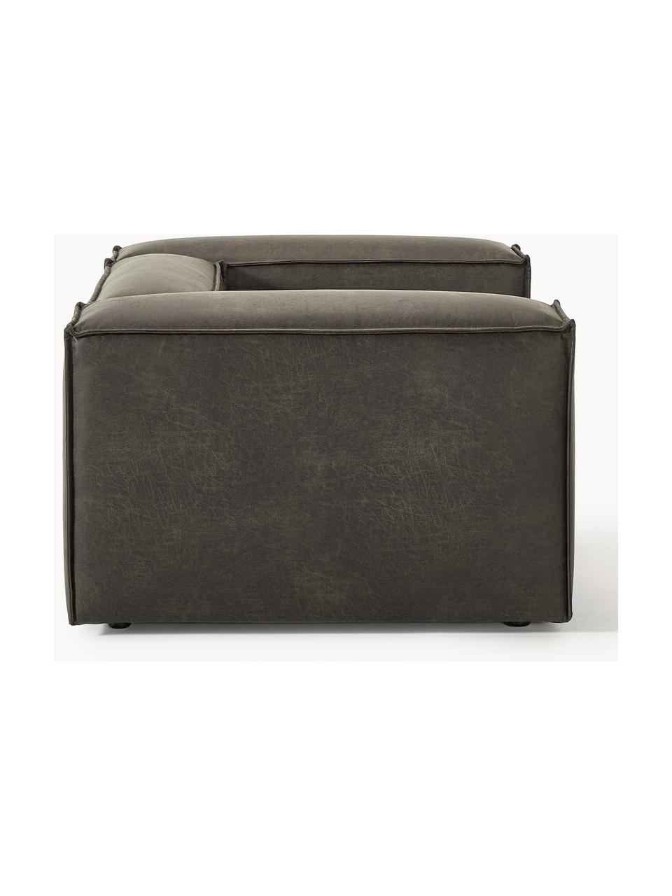 Sessel Lennon aus recyceltem Leder, Bezug: Recyceltes Leder (70 % Le, Gestell: Massives Holz, Sperrholz, Füße: Kunststoff Dieses Produkt, Leder Taupe, B 130 x T 101 cm