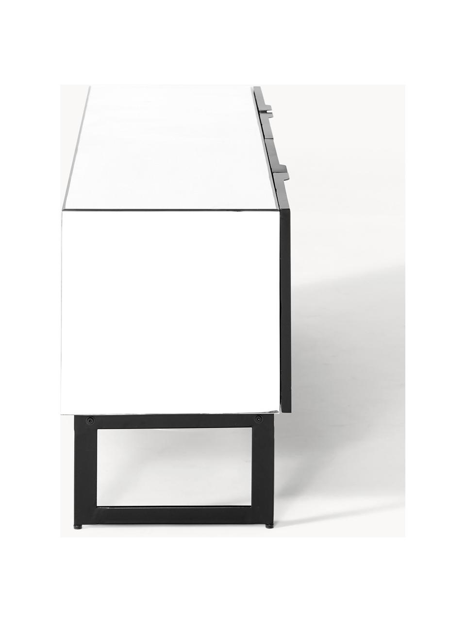 Tv-meubel Soran met spiegelglasoppervlak, Frame: MDF, Zwart, spiegelglas, B 180 x H 55 cm