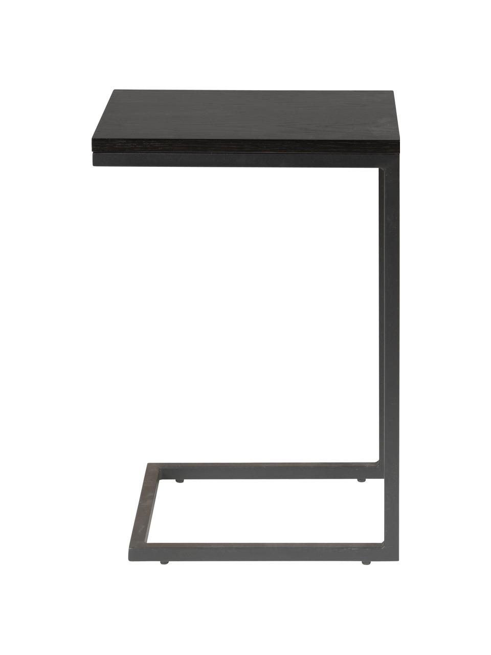 Stolik pomocniczy czarny Pia, Blat: drewno dębowe, lakierowan, Stelaż: metal malowany proszkowo, Czarny, S 40 x G 30 cm