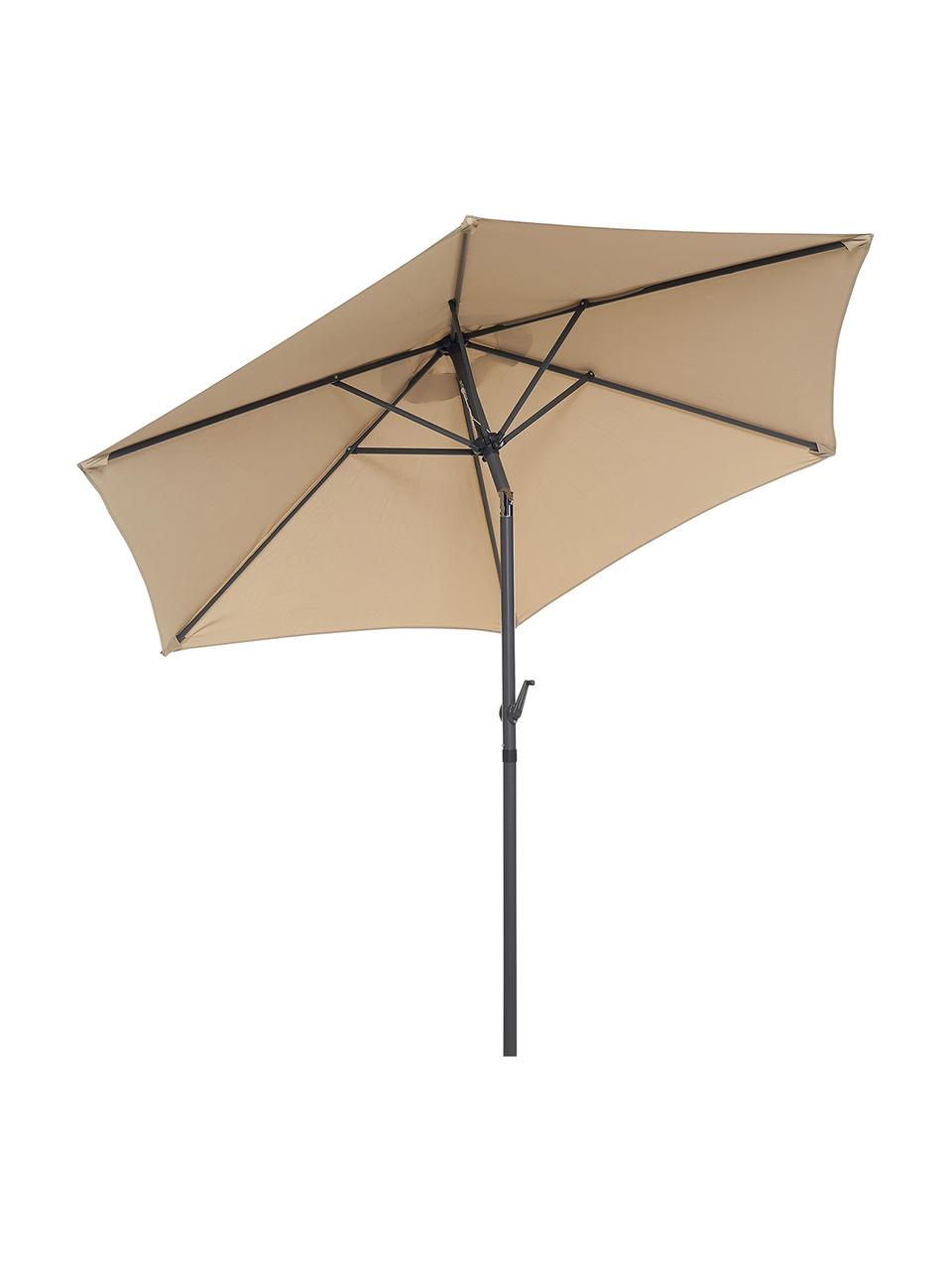 Parasol Siesta, Frame: gecoat aluminium, Bekleding: polyester, Beige, zwart, Ø 180 x H 200 cm