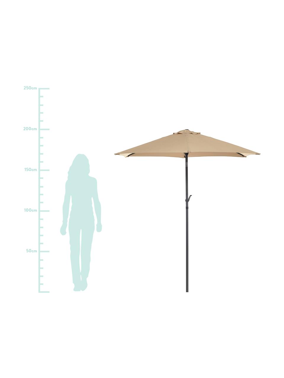 Parasol Siesta, Frame: gecoat aluminium, Bekleding: polyester, Beige, zwart, Ø 180 x H 200 cm