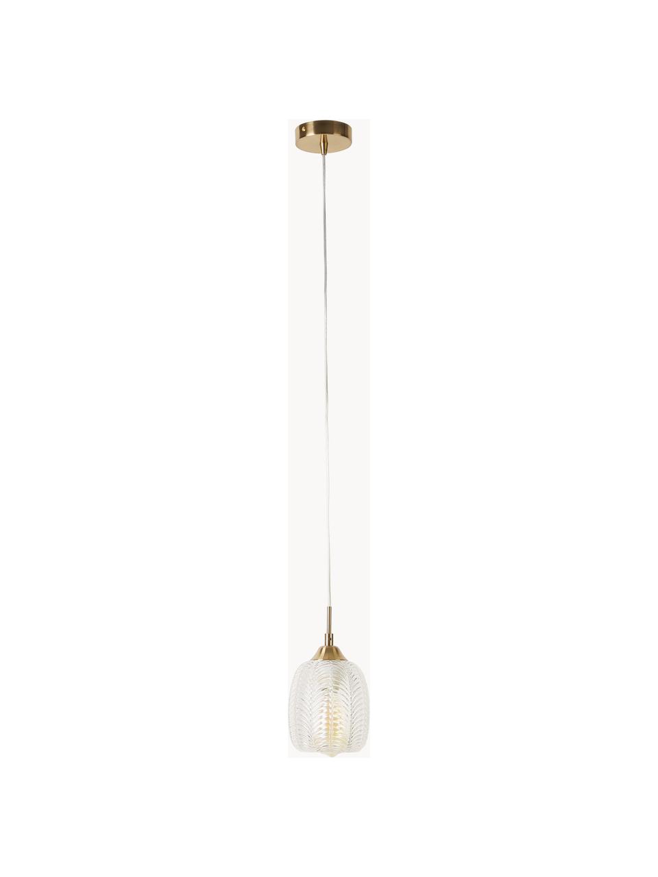 Lampada a sospensione piccola in vetro satinato Vario, Paralume: vetro satinato, Trasparente, dorato, Ø 14 x Alt. 24 cm