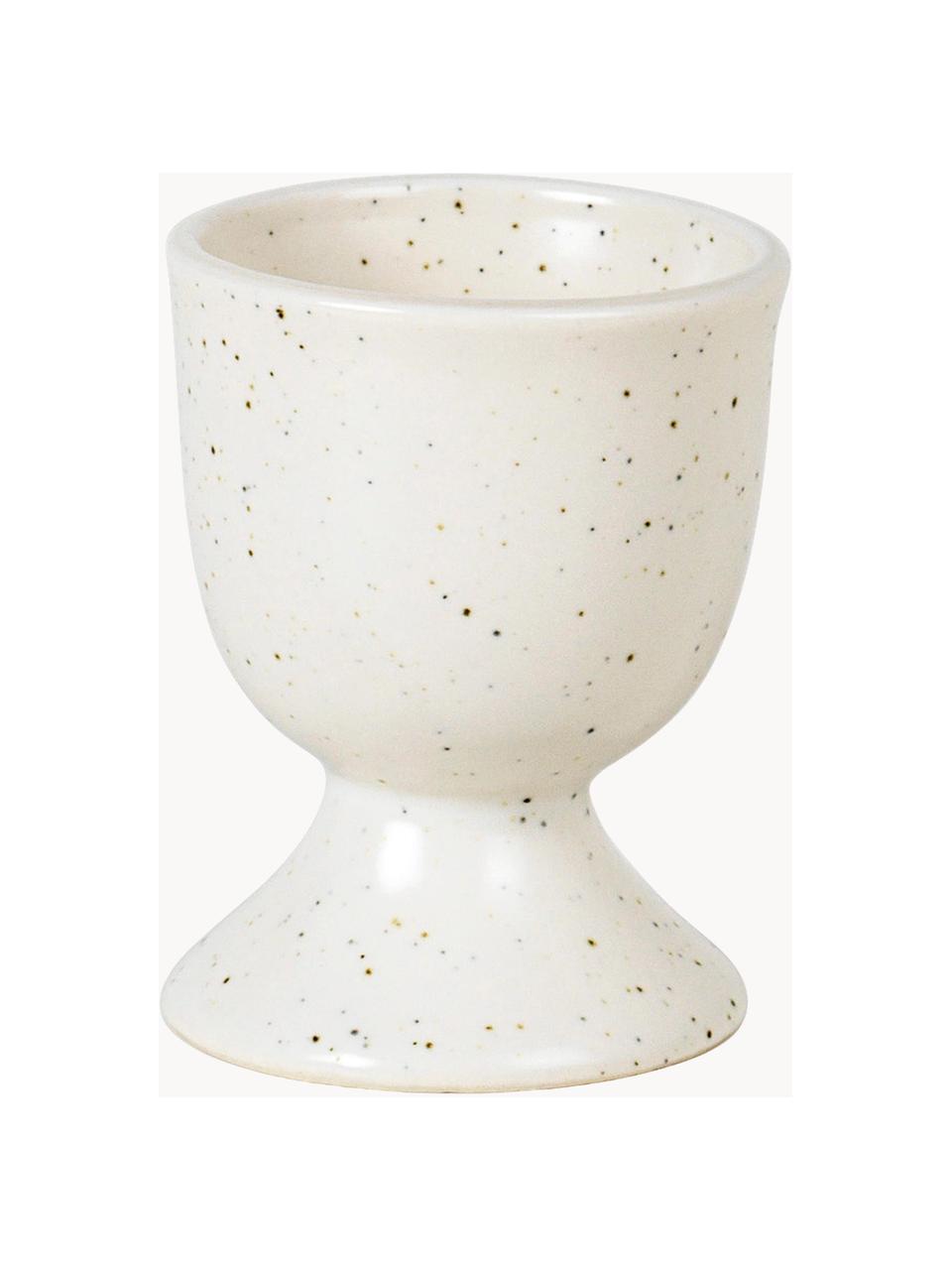 Handgemaakte eierdopje Nordic Vanilla, 2 stuks, Keramiek, Crèmewit, gespikkeld, Ø 5 x H 6 cm
