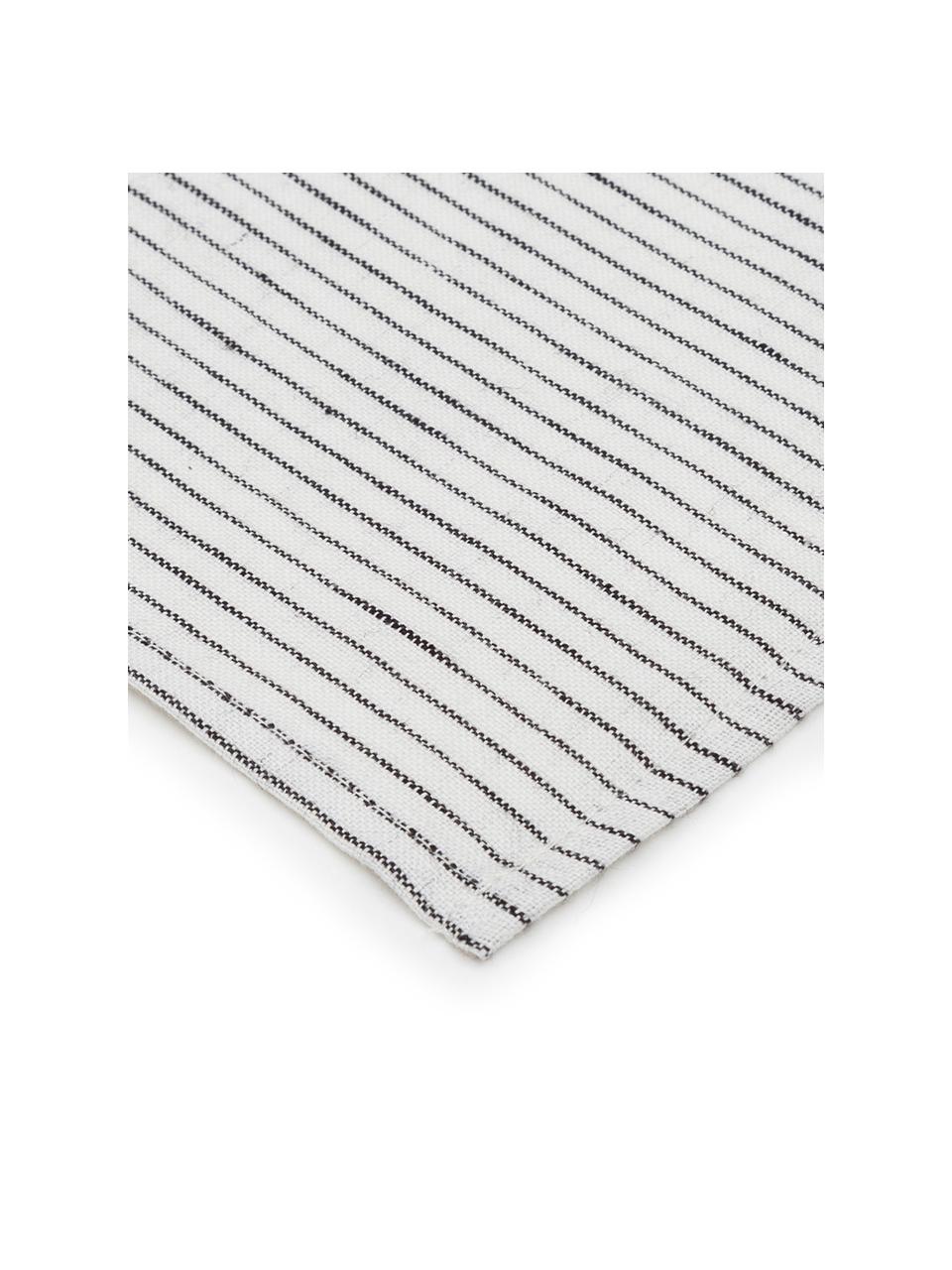 Serviettes de table pur lin Svete, 6 pièces, Blanc crème, noir, larg. 43 x long. 43 cm
