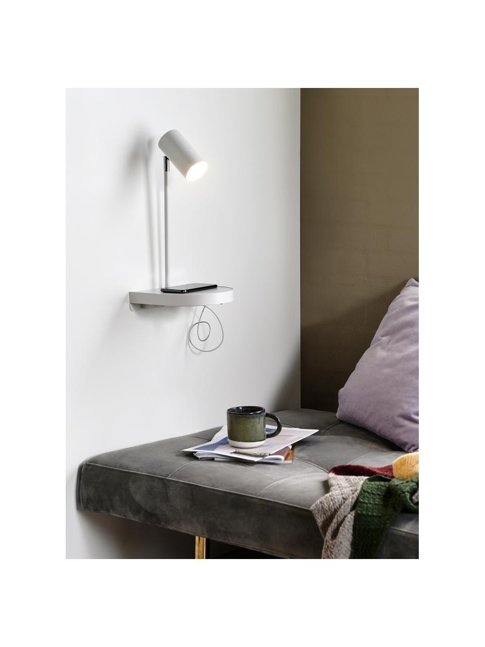 Moderne wandlamp Colly met stekker, Lampenkap: gecoat metaal, Wit, B 20 cm x H 43 cm