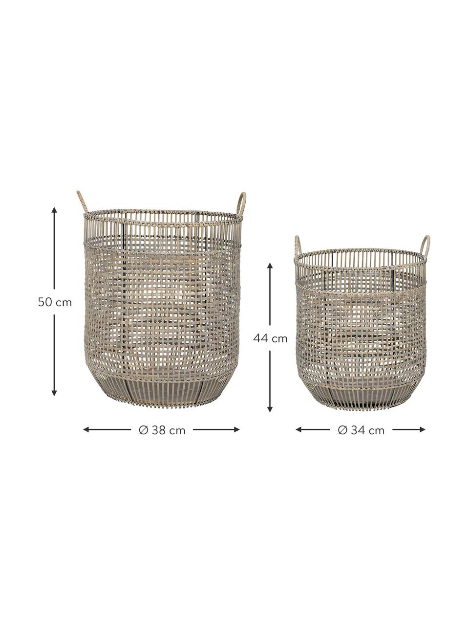 Corbeilles de rangement en bambou Eluminea, 2 élém., Brun, Lot de différentes tailles