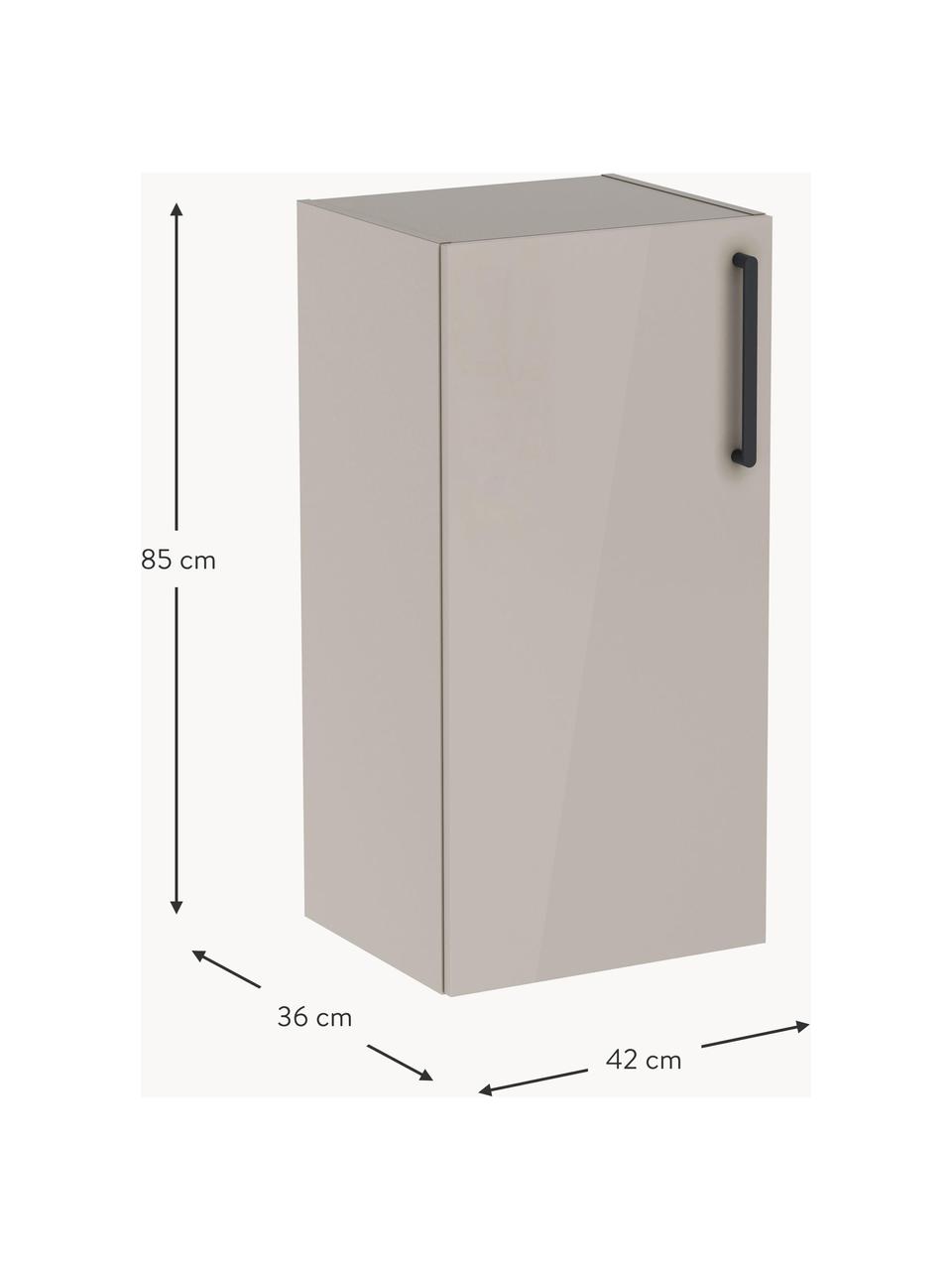 Bad-Hängeschrank Orna mit Hochglanz, B 42 cm, links, Griffe: Metall, beschichtet, Beige, B 42 x H 85 cm