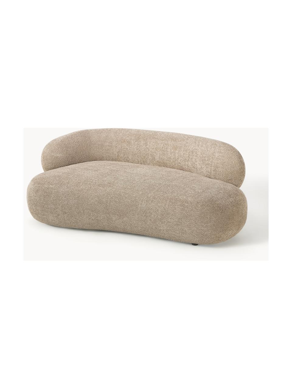 Bank Alba (2-zits) uit teddy bouclé, Bekleding: 100% polyester Met 100.00, Frame: massief sparrenhout, gren, Poten: kunststof Dit product is , Teddy-bouclé beige, B 185 x D 114 cm, rugleuning links