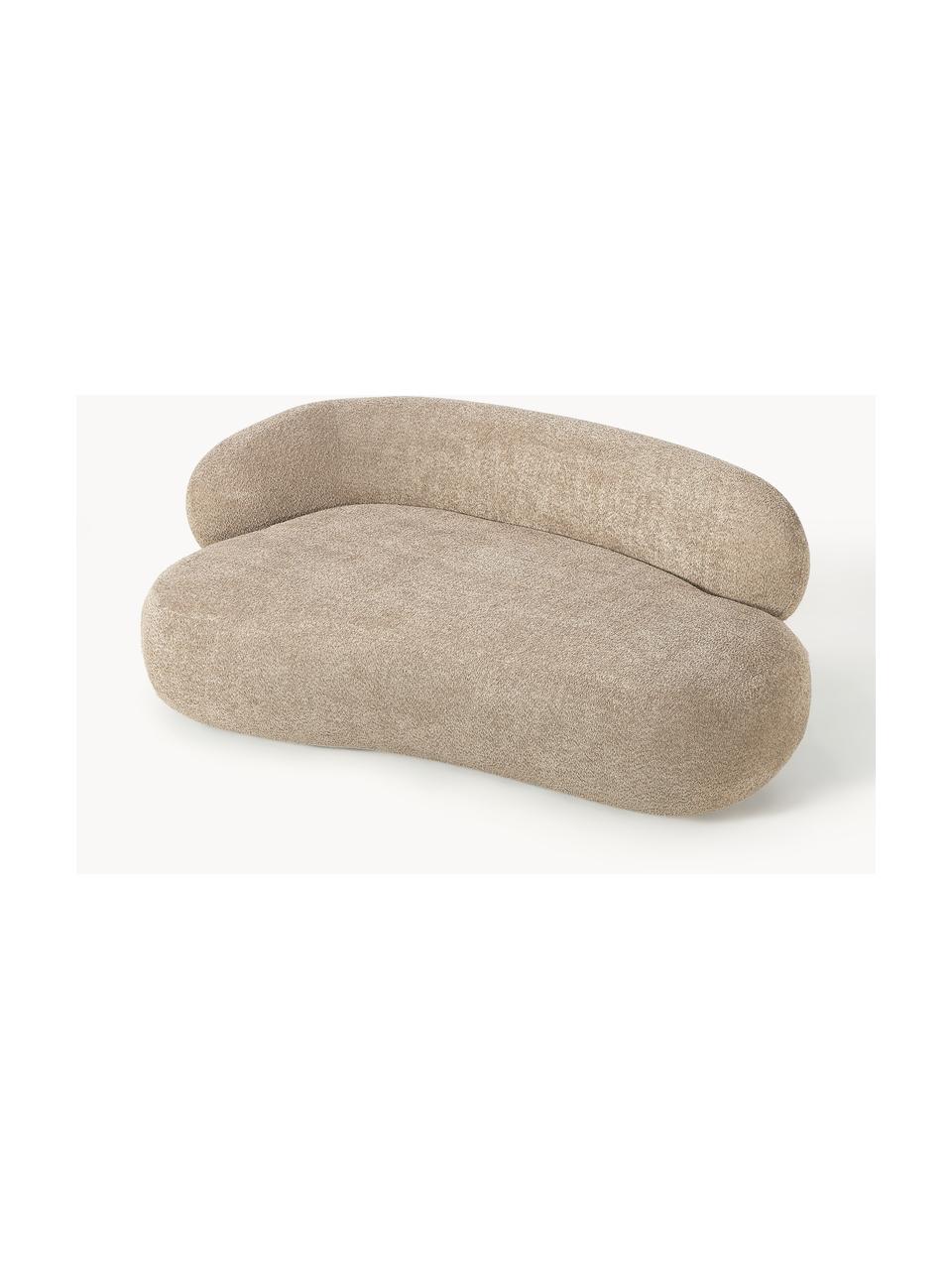 Bank Alba (2-zits) uit teddy bouclé, Bekleding: 100% polyester Met 100.00, Frame: massief sparrenhout, gren, Poten: kunststof Dit product is , Teddy-bouclé beige, B 185 x D 114 cm, rugleuning links