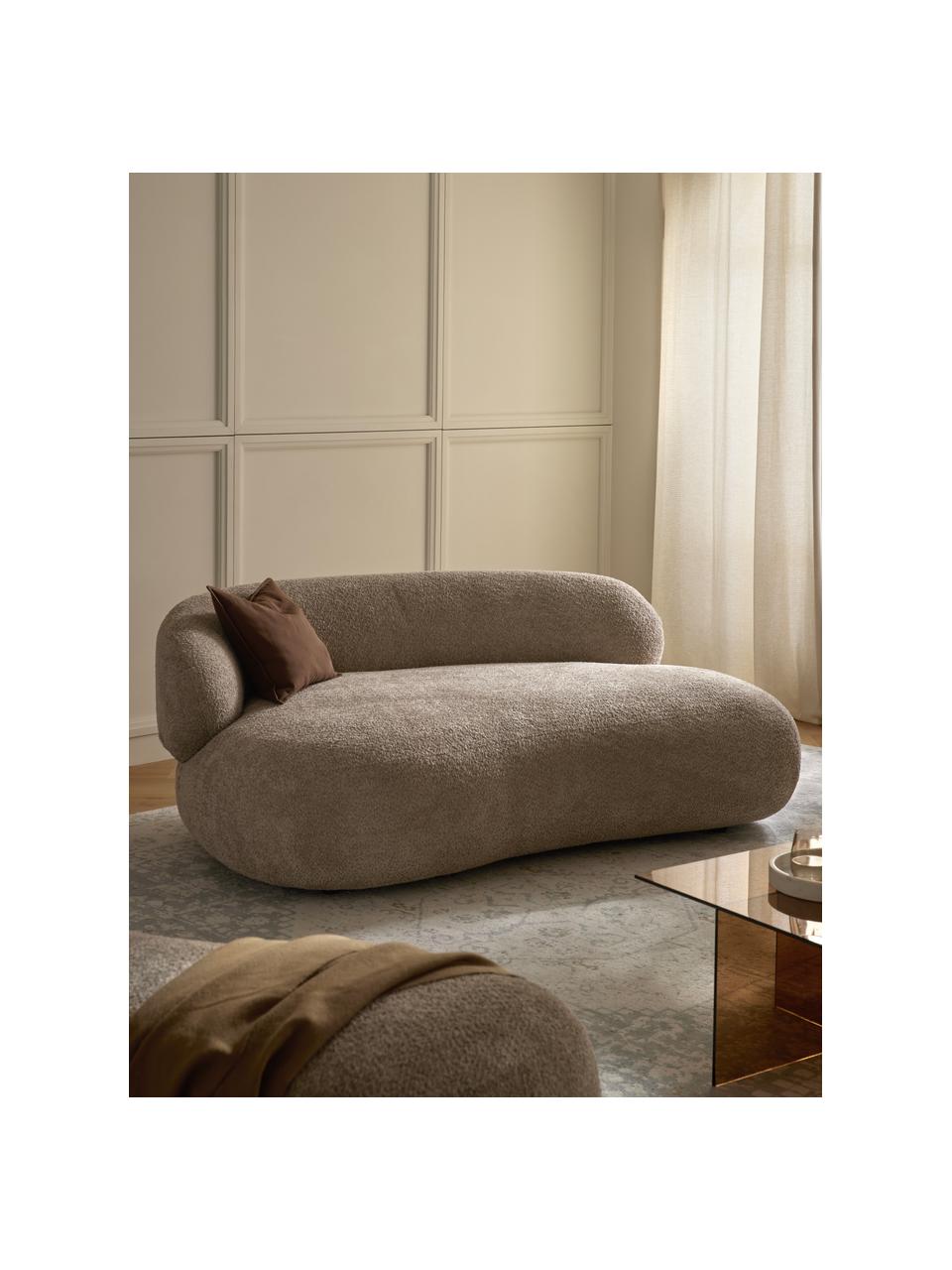 Sofá en tejido bouclé Alba (2 plazas), Tapizado: 100% poliéster Alta resis, Estructura: madera de abeto maciza, m, Patas: plástico, Tejido beige, An 185 x F 114 cm, respaldo izquierdo