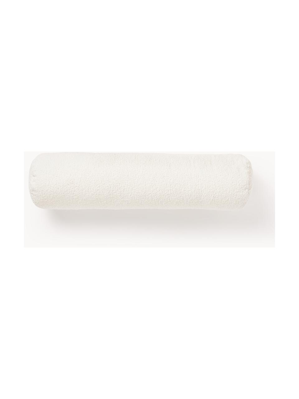 Rouleau de nuque de canapé bouclé Sofia, Bouclette blanc cassé, Ø 17 x long. 68 cm