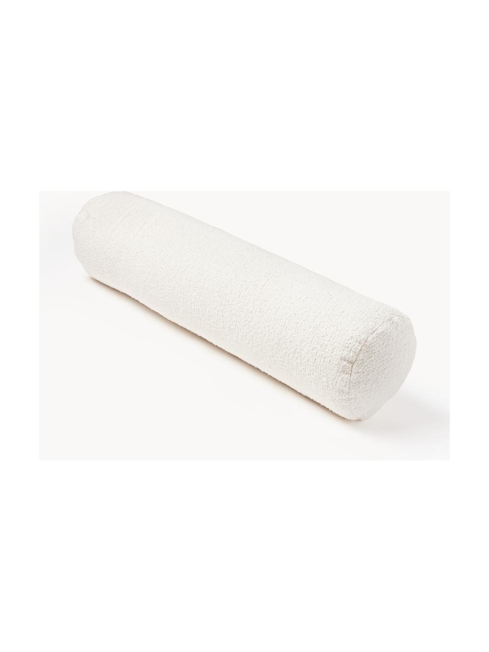 Rouleau de nuque de canapé bouclé Sofia, Bouclette blanc cassé, Ø 17 x long. 68 cm