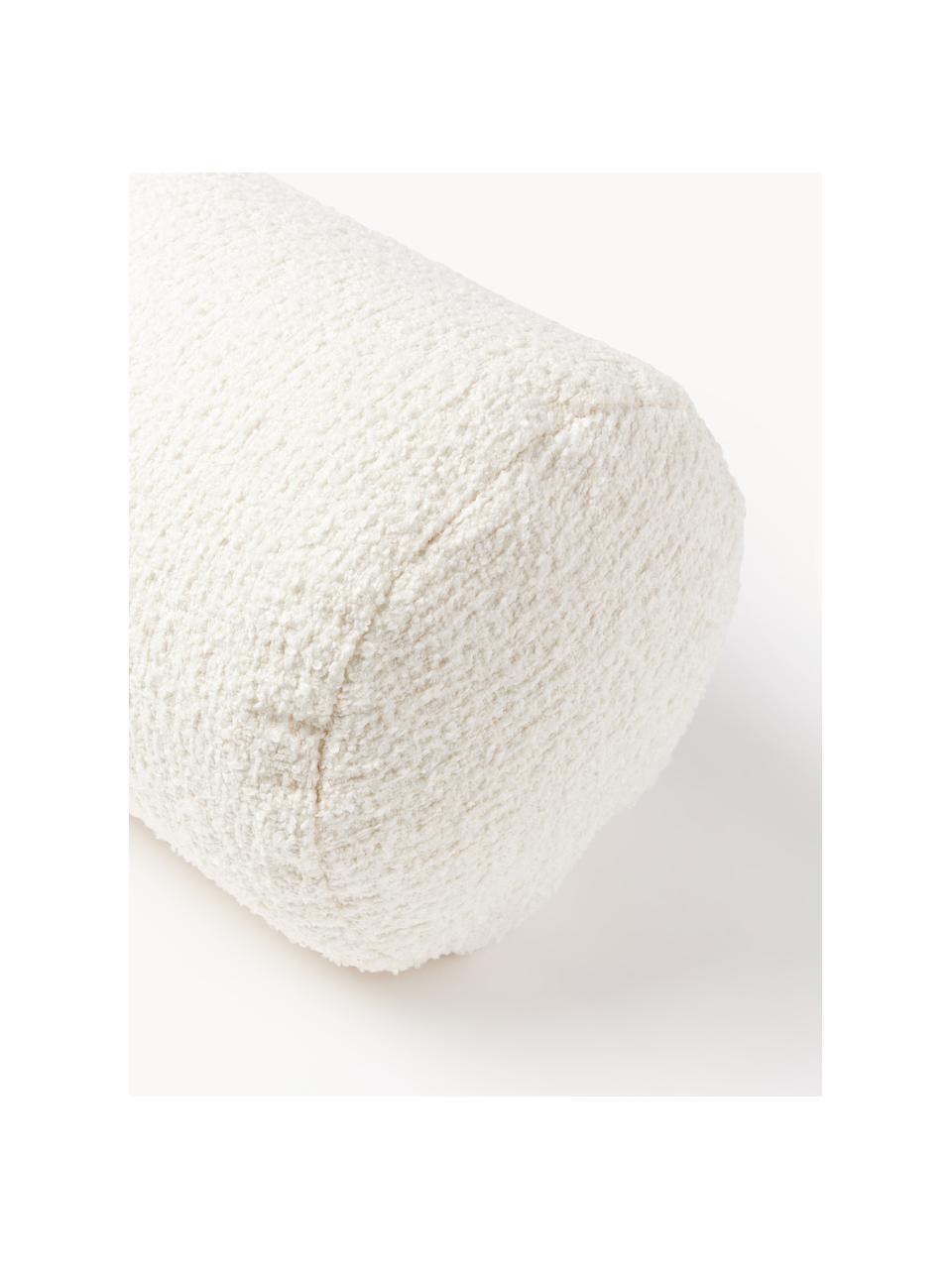 Rouleau de nuque de canapé bouclé Sofia, Bouclette blanc cassé, Ø 17 x long. 68 cm