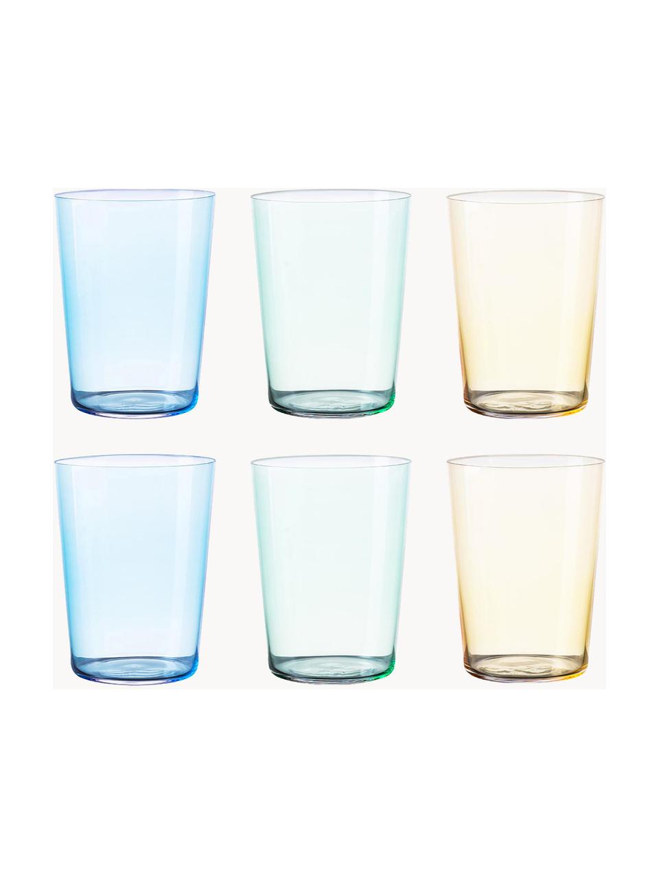 Komplet szklanek Today, 6 elem., Szkło, Niebieski, zielony, żółty, Ø 9 x W 12 cm, 515 ml