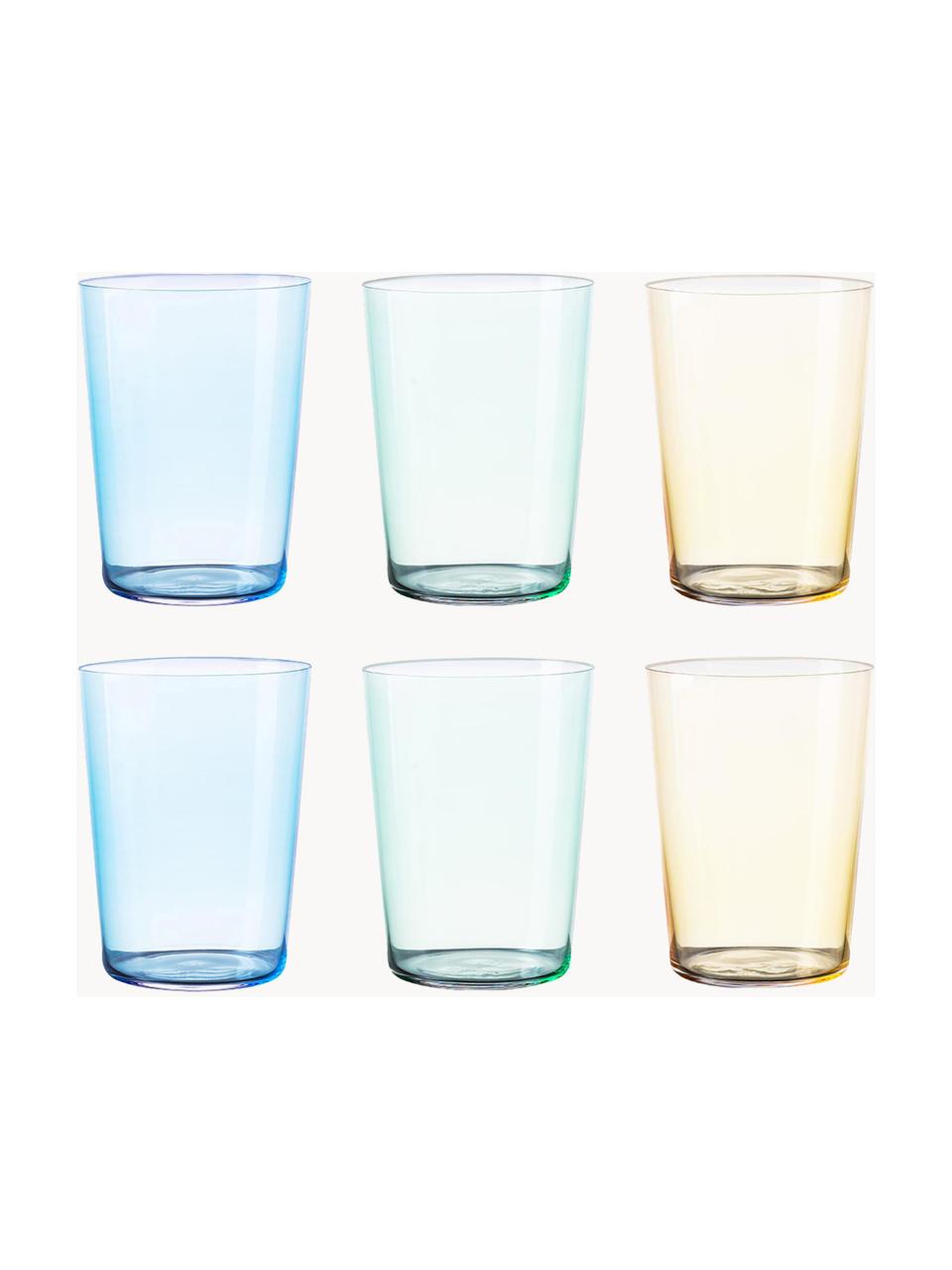 Verres à eau Today, 6 élém., Verre, Bleu, vert, jaune, Ø 9 x haut. 12 cm, 515 ml