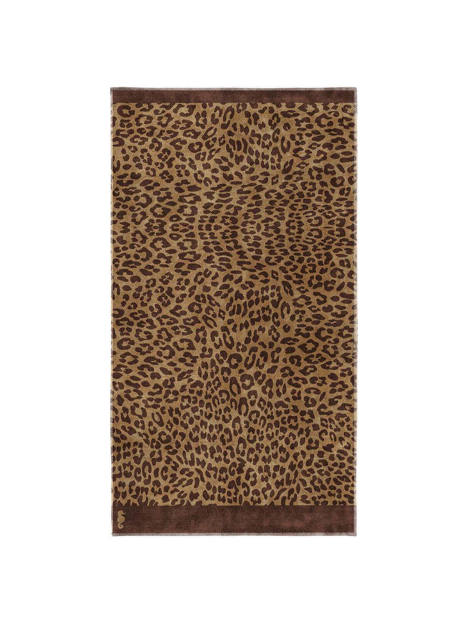 Strandlaken Jaguar met dierenprint, Weeftechniek: fluweel, Beige, bruin, B 100 x L 180 cm