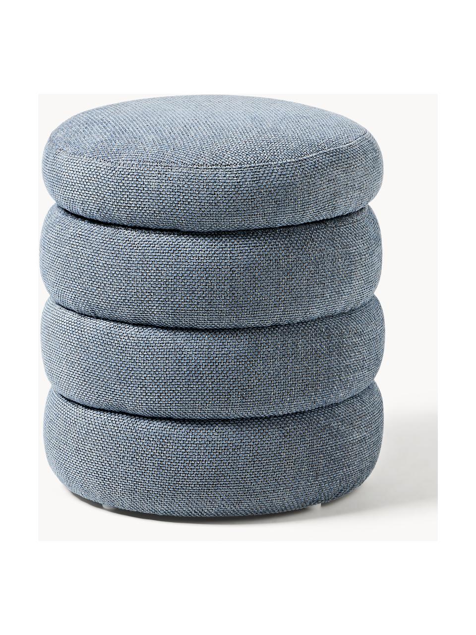 Pouf avec rangement Alto, Tissu gris-bleu, Ø 44 x haut. 48 cm