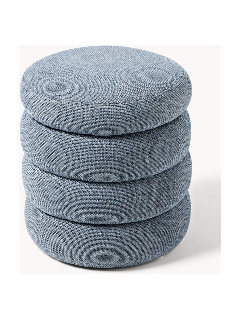 Pouf avec rangement Alto, Tissu gris-bleu, Ø 44 x haut. 48 cm