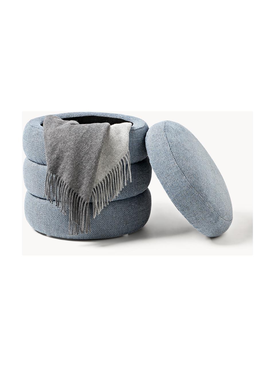 Pouf avec rangement Alto, Tissu gris-bleu, Ø 44 x haut. 48 cm