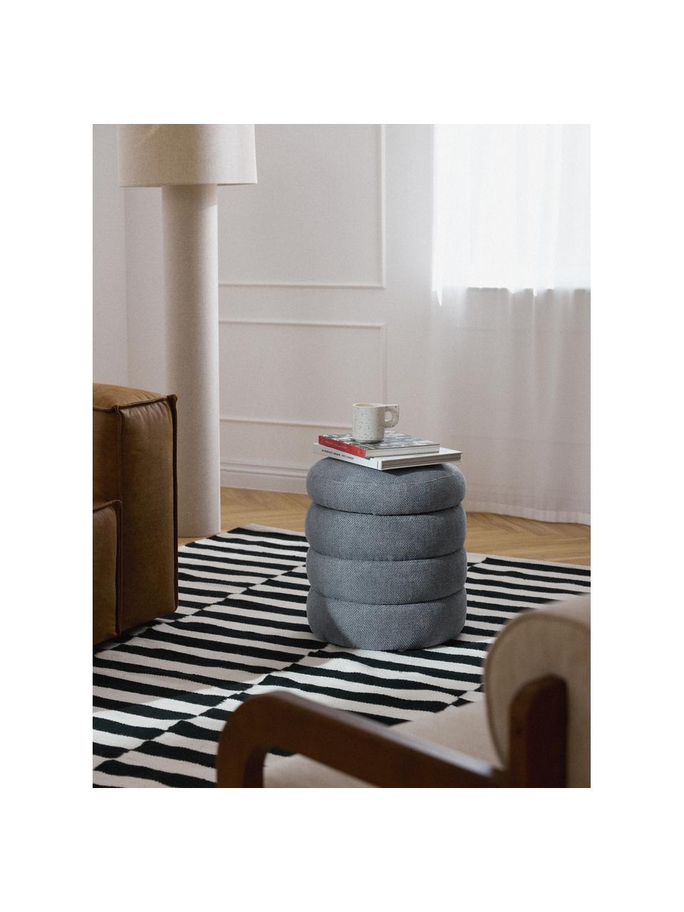 Pouf avec rangement Alto, Tissu gris-bleu, Ø 44 x haut. 48 cm