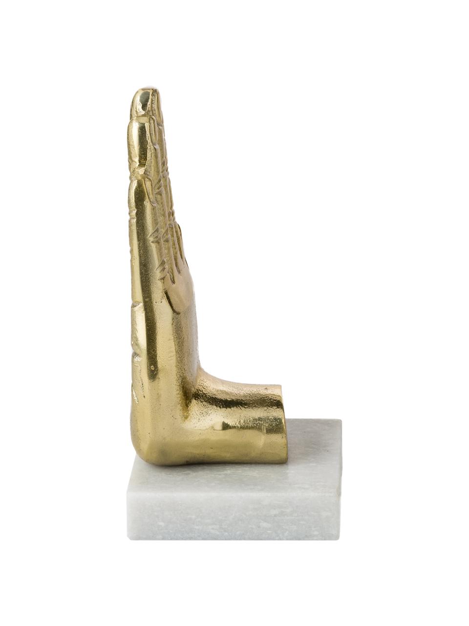 Knižní zarážky Hand, 2 ks, Zlatá, mramorovaná, Š 20 cm, V 22 cm