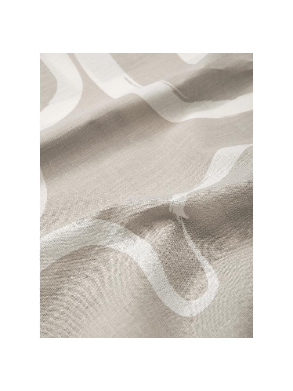 Housse de couette en percale de coton Malu, Beige, blanc, larg. 200 x long. 200 cm