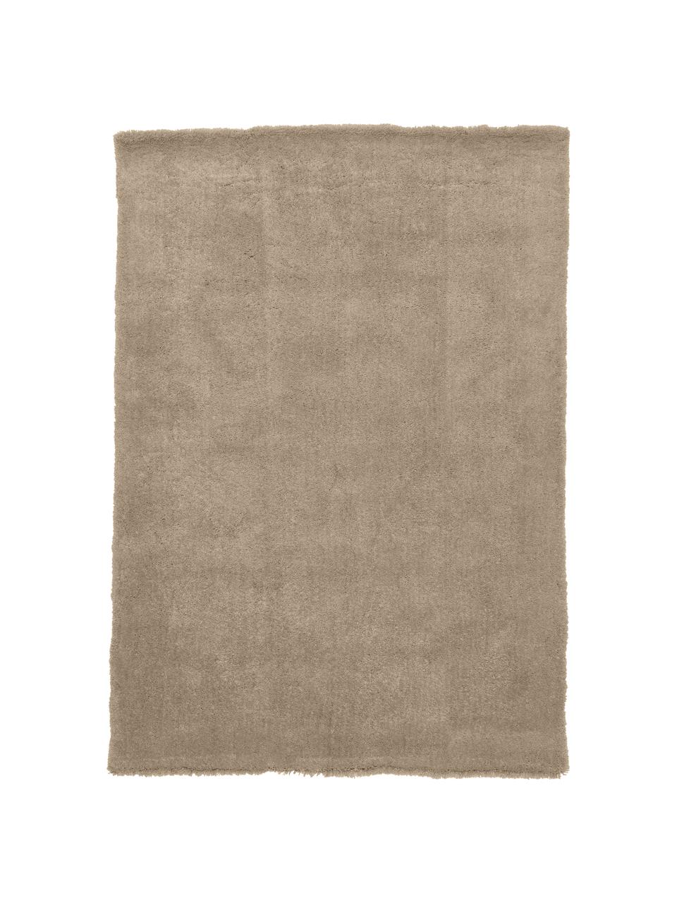 Pluizig hoogpolig vloerkleed Leighton in beige, Onderzijde: 70% polyester, 30% katoen, Beige-bruin, B 80 x L 150 cm (maat XS)