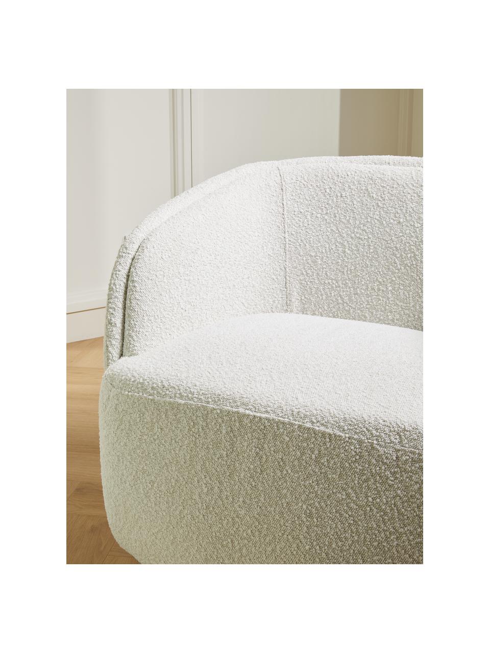 Fotel obrotowy bouclé Irene, Tapicerka: bouclé (100% poliester) D, Stelaż: metal, Nogi: metal powlekany, Kremowobiały bouclé, odcienie złotego, S 74 x G 70 cm