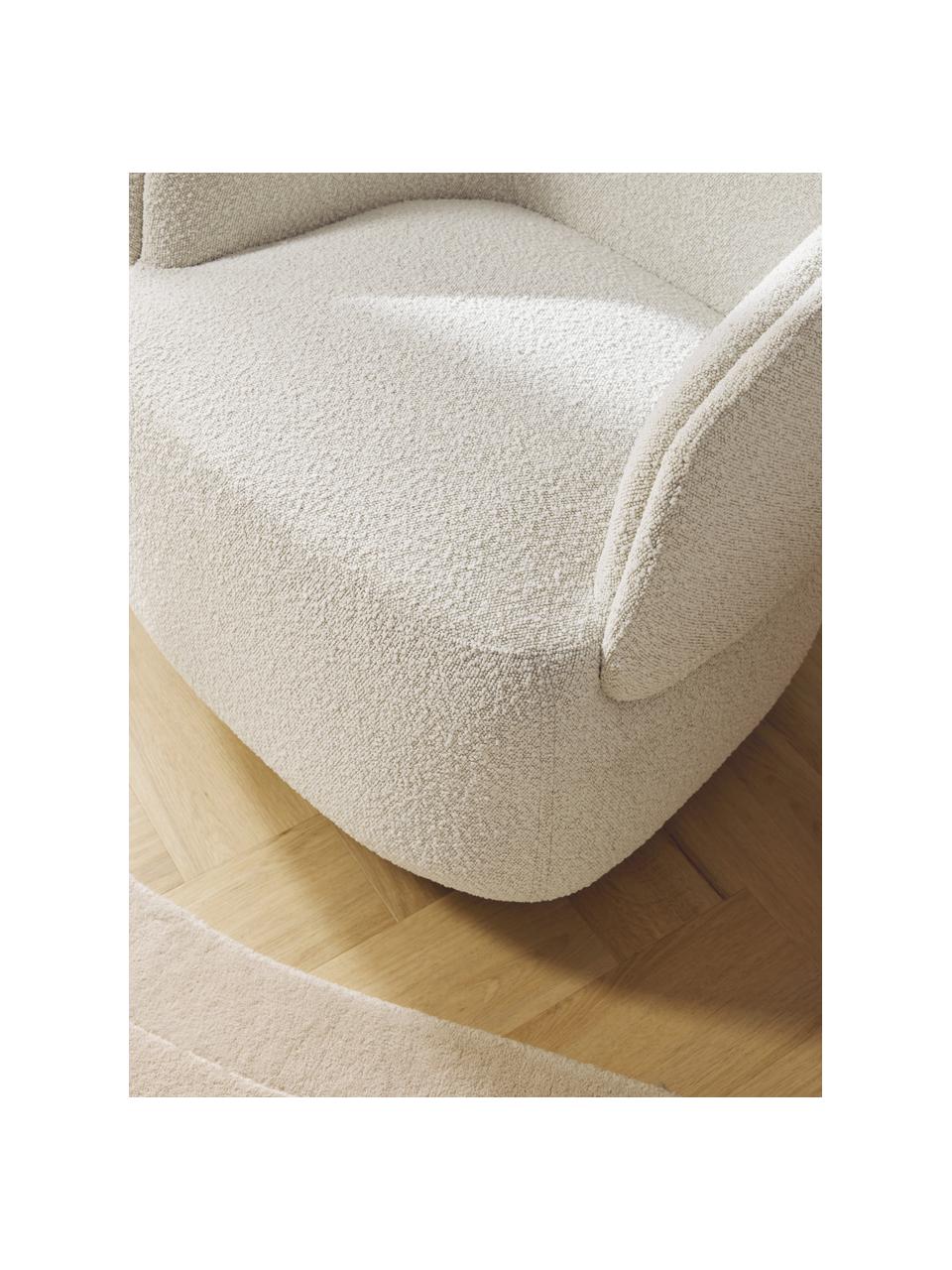 Fauteuil pivotant en tissu bouclé Irene, Bouclé blanc crème, métal doré, larg. 74 x prof. 70 cm