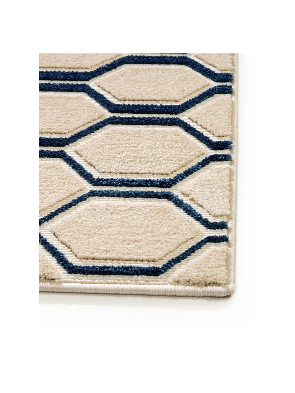 Tapis bleu beige Diamond Key, Bleu foncé, beige