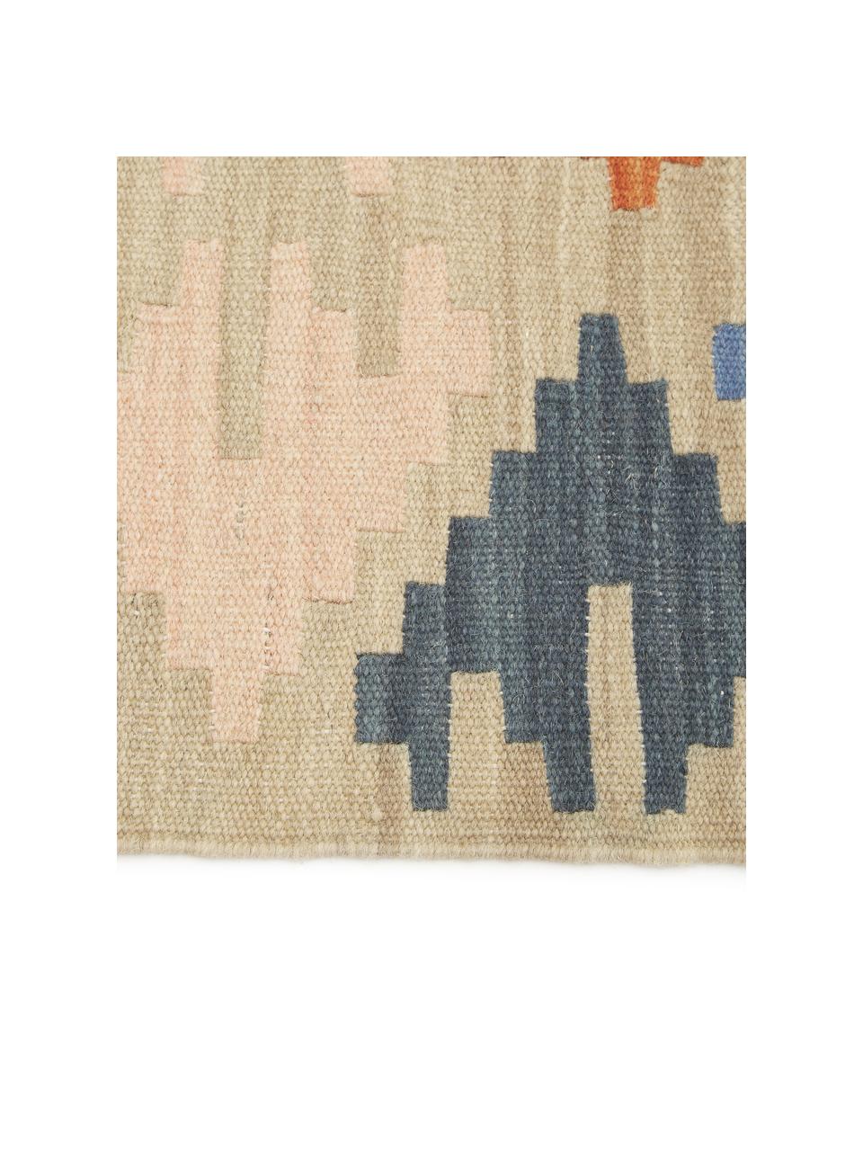 Handgewebter Kelimteppich Olon aus Wolle mit Fransen, 100% Wolle, Mehrfarbig, B 125 x L 185 cm (Größe S)
