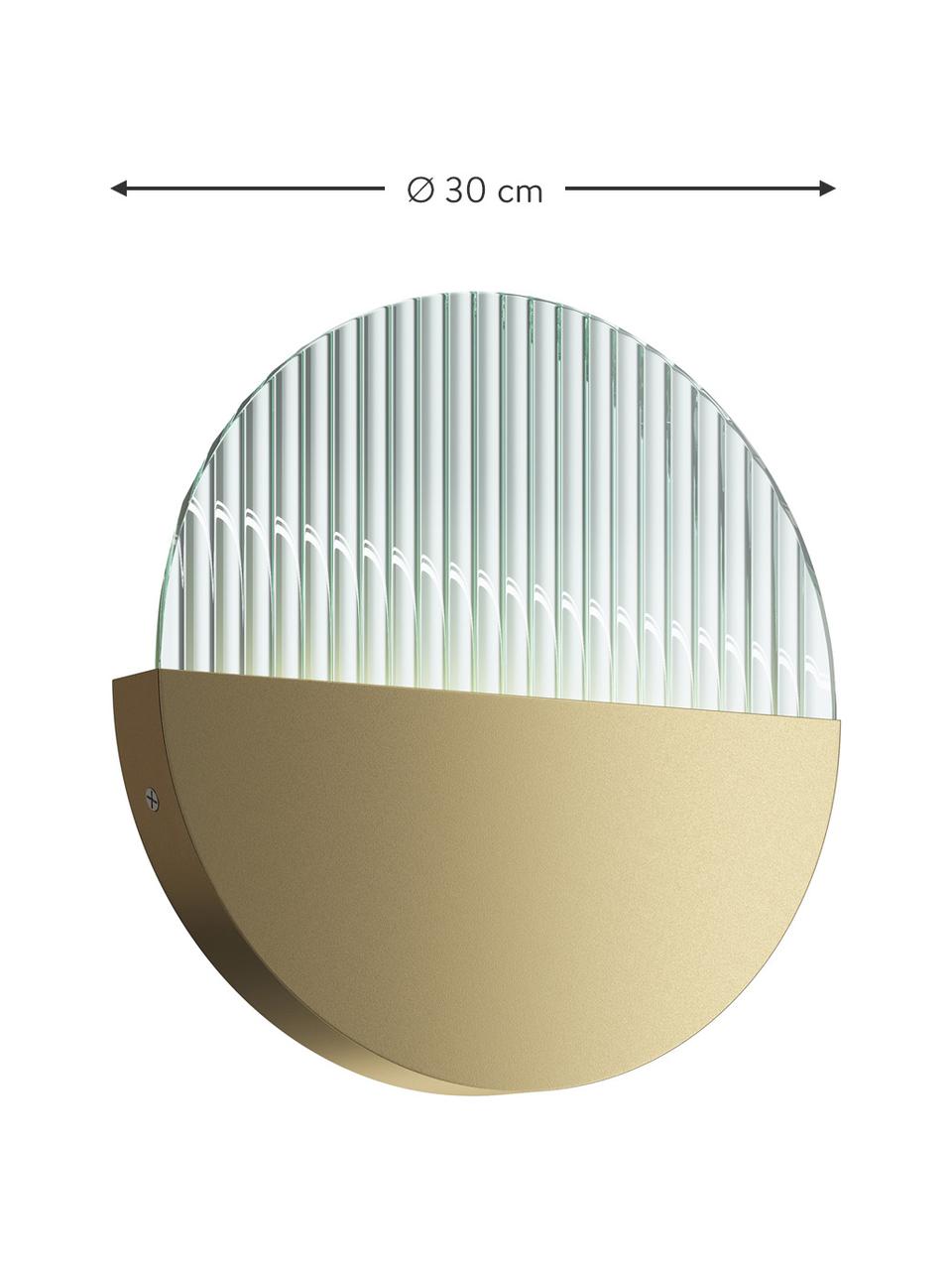Aplique LED Jupiter, Estructura: metal recubierto, Dorado, transparente, Ø 30 x F 3 cm