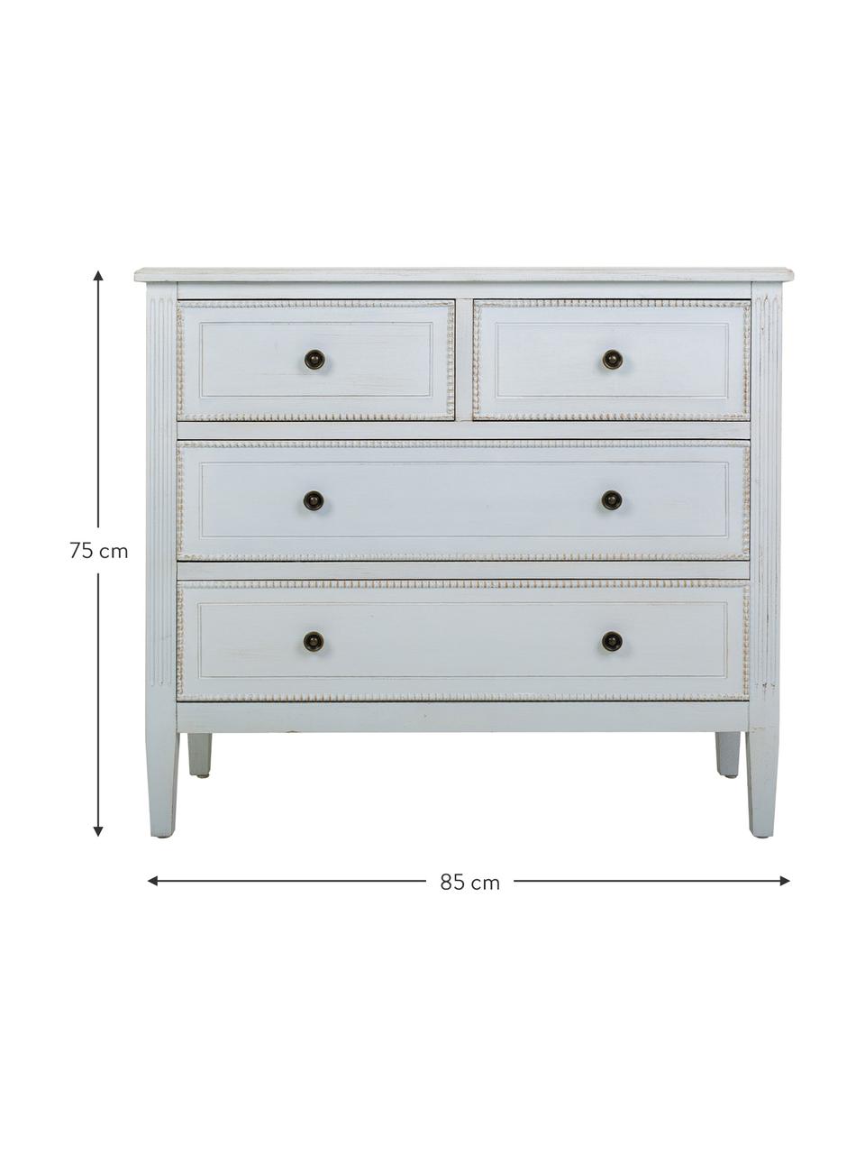 Cómoda de madera de abeto Barbarock, Madera pintada blanco, An 85 x Al 75 cm