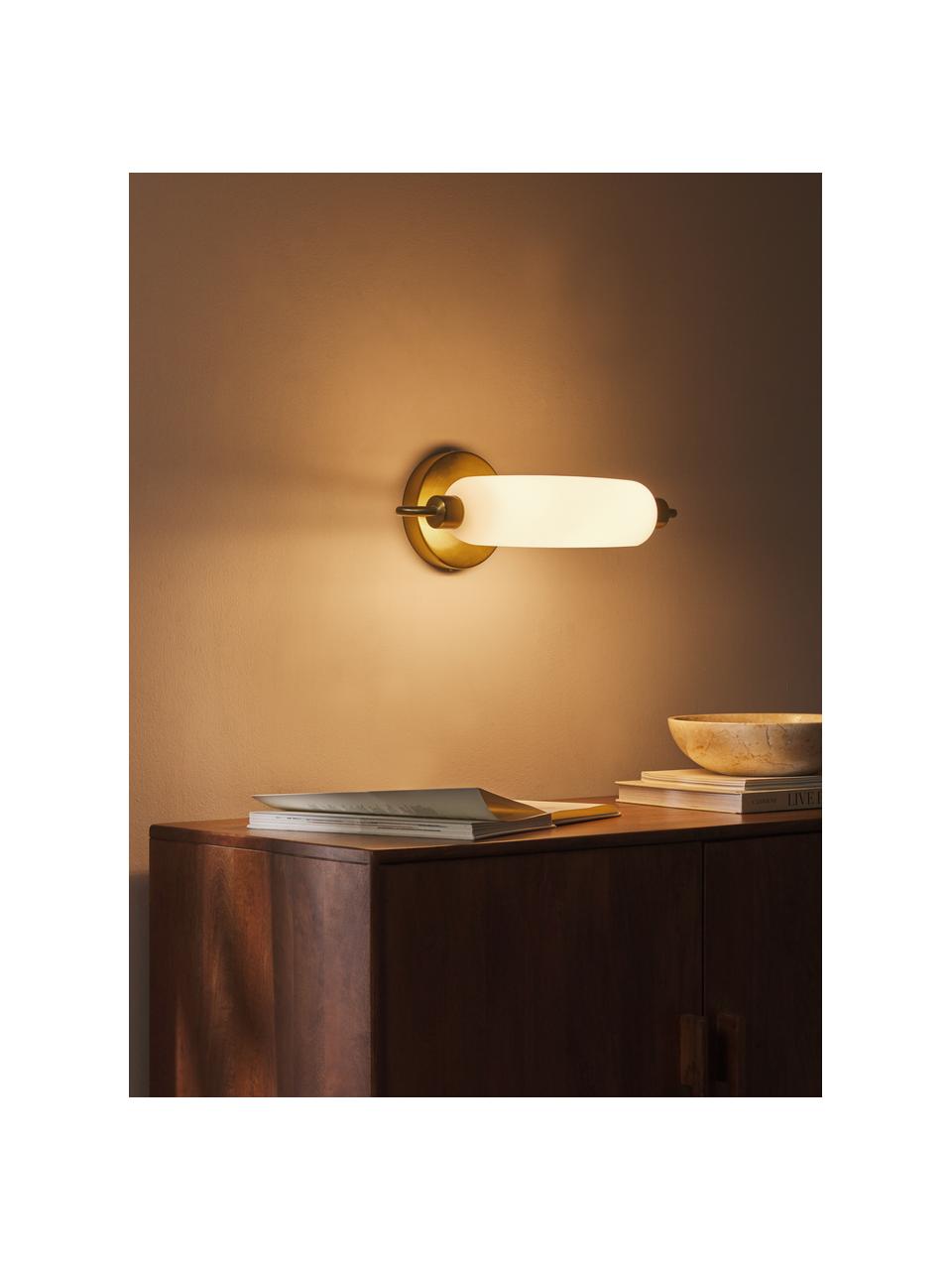 LED-Wandleuchte Tate, Lampenschirm: Opalglas, Goldfarben, Weiß, B 44 x H 15 cm